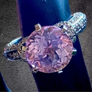 Gorgeous Estate 14k White Gold Pink Sapphire Diamond Statement Ring!